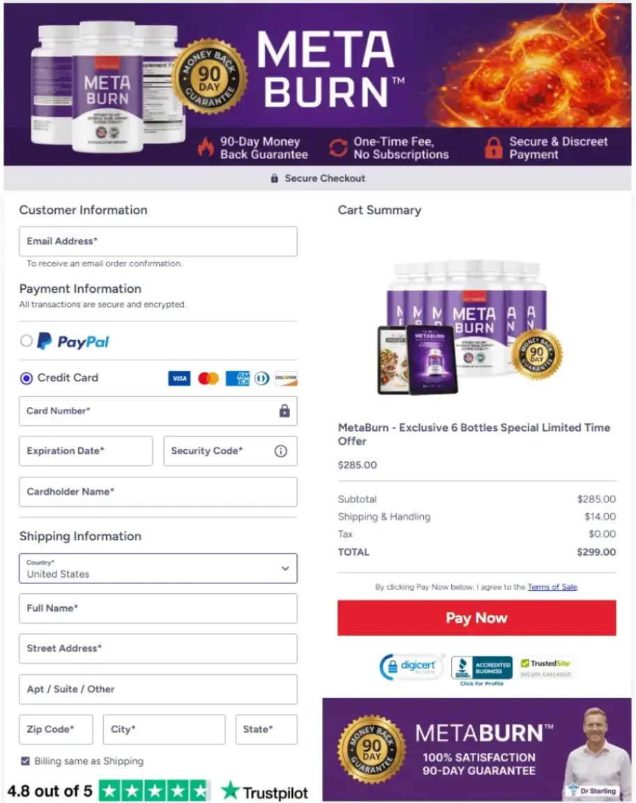 MetaBurn order form